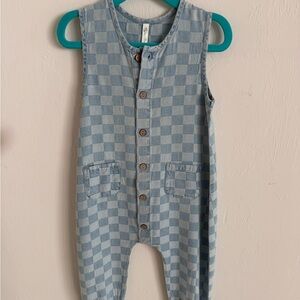 Rylee + Cru Blue Checkered Baby Romper
